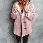 Women's Sherpa Lined Hooded Jacket with Toggle Closure for Warmth