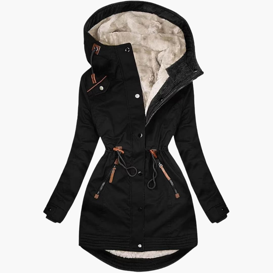 Women’s Parka with Lined Hood and Drawstring Waist