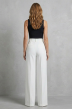 Women High Waist Wide Leg Trousers - Structured Elegance for Modern Comfort