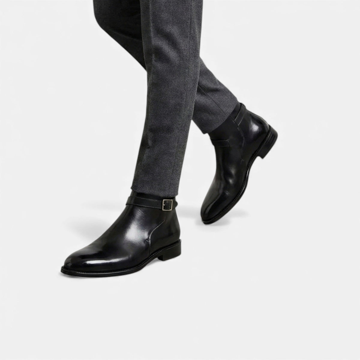 Men's Leather Jodhpur Slip-On Boots with Durable Rubber Outsole