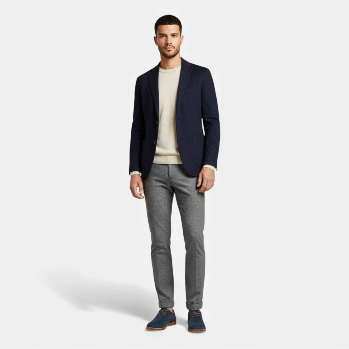 Men's Vegan Leather Derby Shoes - Structured Narrow Fit, Textured Finish
