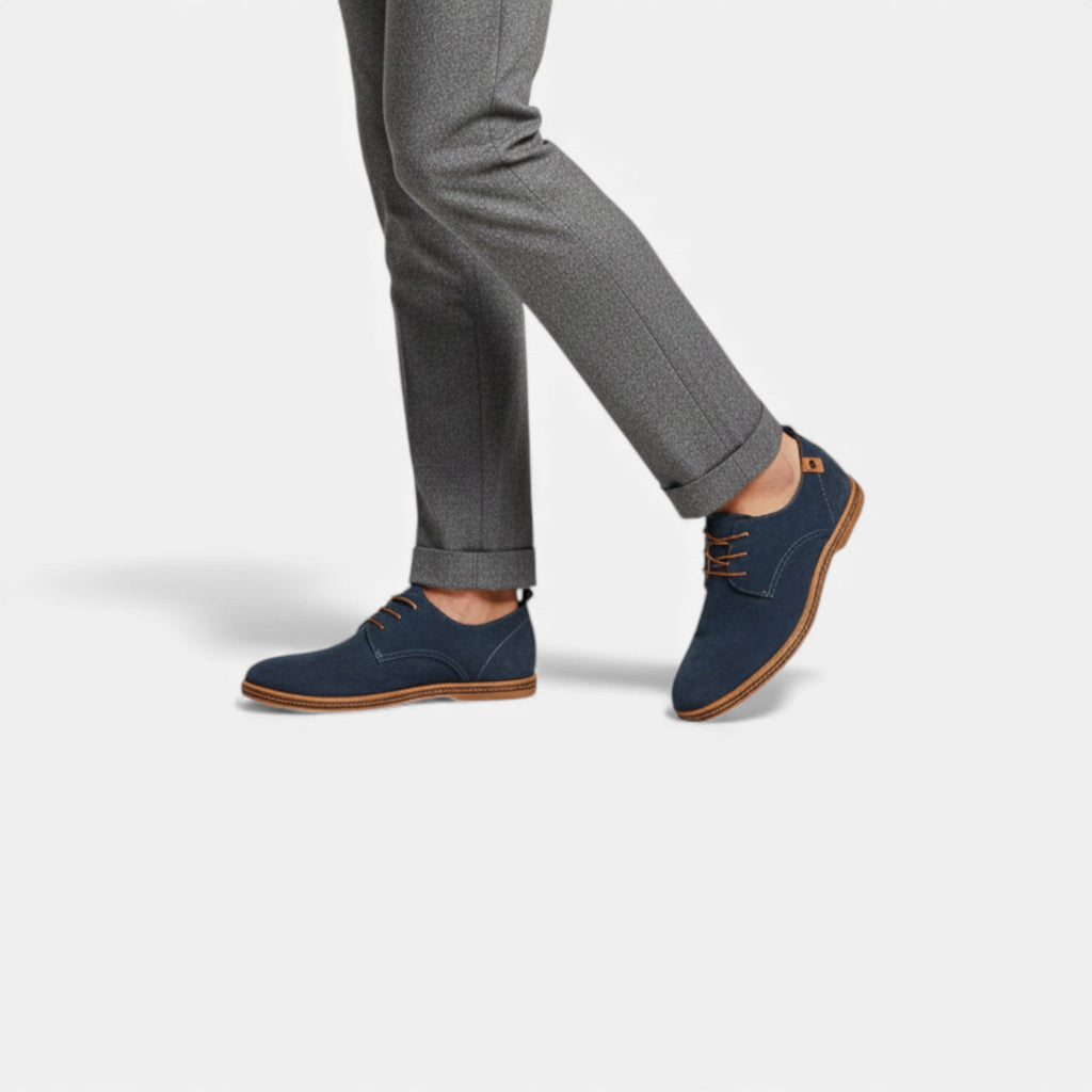 Men's Vegan Leather Derby Shoes - Structured Narrow Fit, Textured Finish