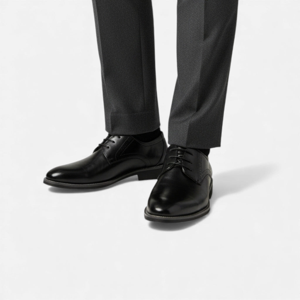 Men's Derby Shoes - Leather Lace-Up for Formal Wear and Daily Use