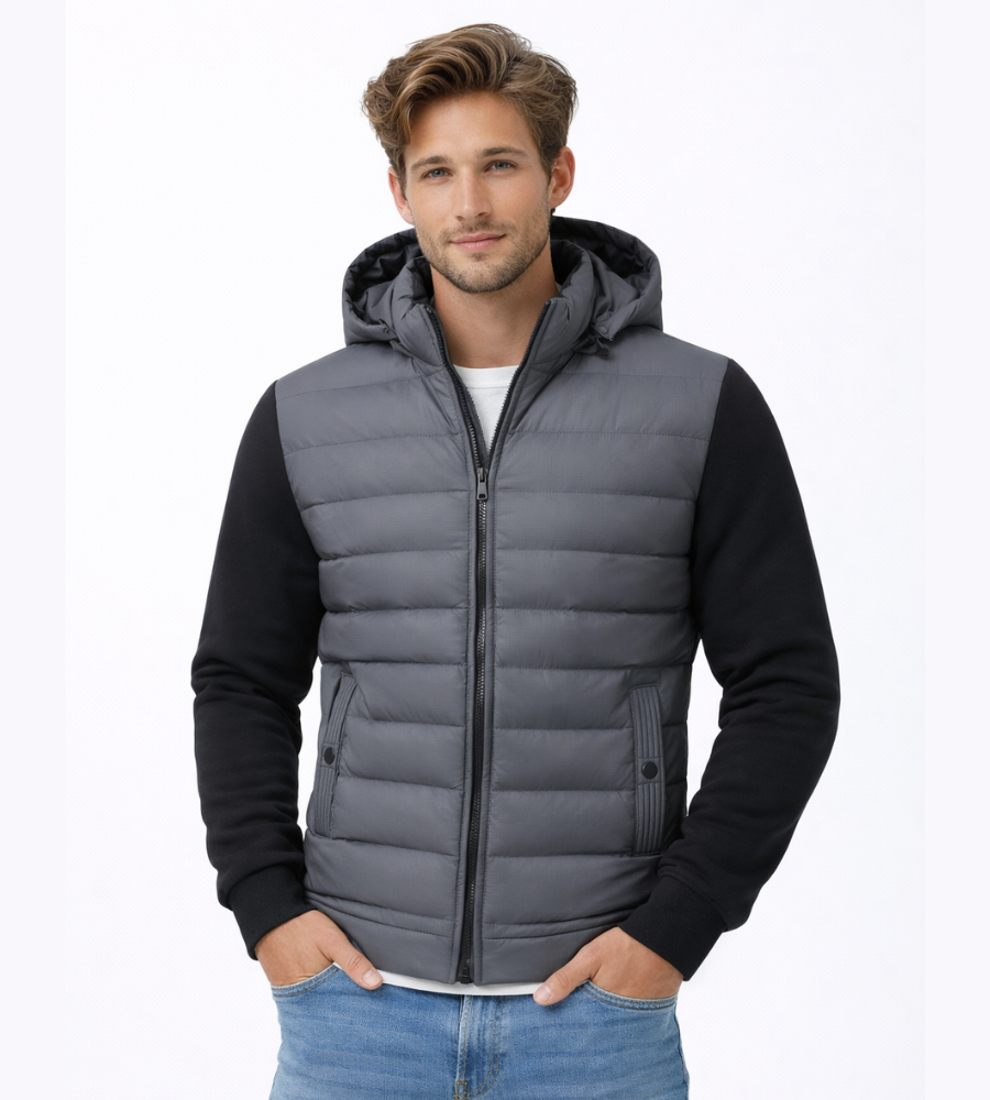 Men's Hybrid Quilted Winter Jacket with Hood