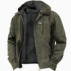Men's Hooded Mid-Season Fleece-Lined Jacket with Zip Front