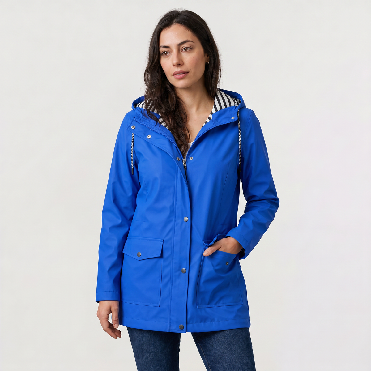 Women's Waterproof Hooded Rain Jacket - Lightweight Wind-Resistant Coat