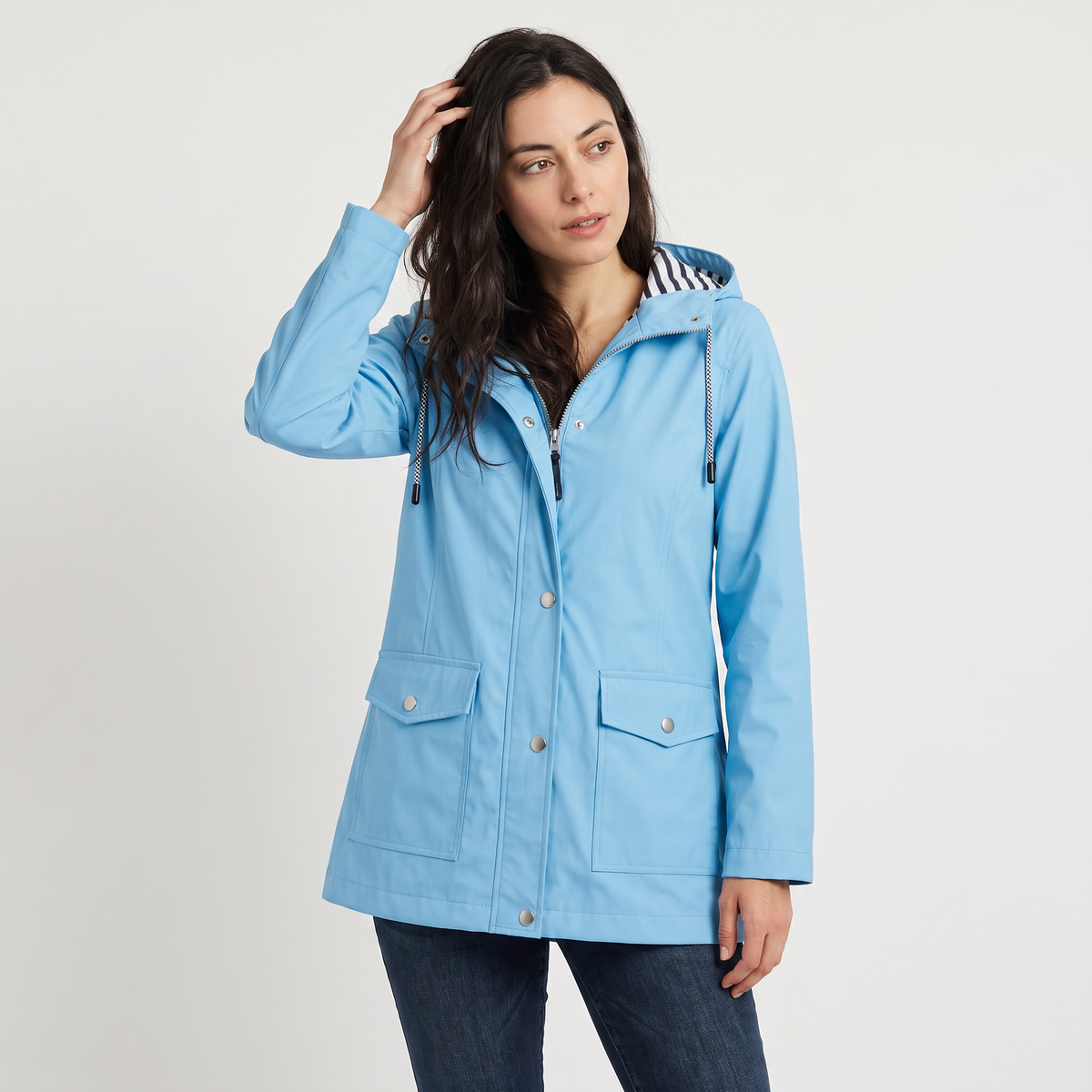 Women's Waterproof Hooded Rain Jacket - Lightweight Wind-Resistant Coat