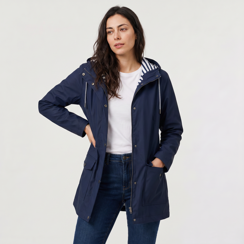Women's Waterproof Hooded Rain Jacket - Lightweight Wind-Resistant Coat