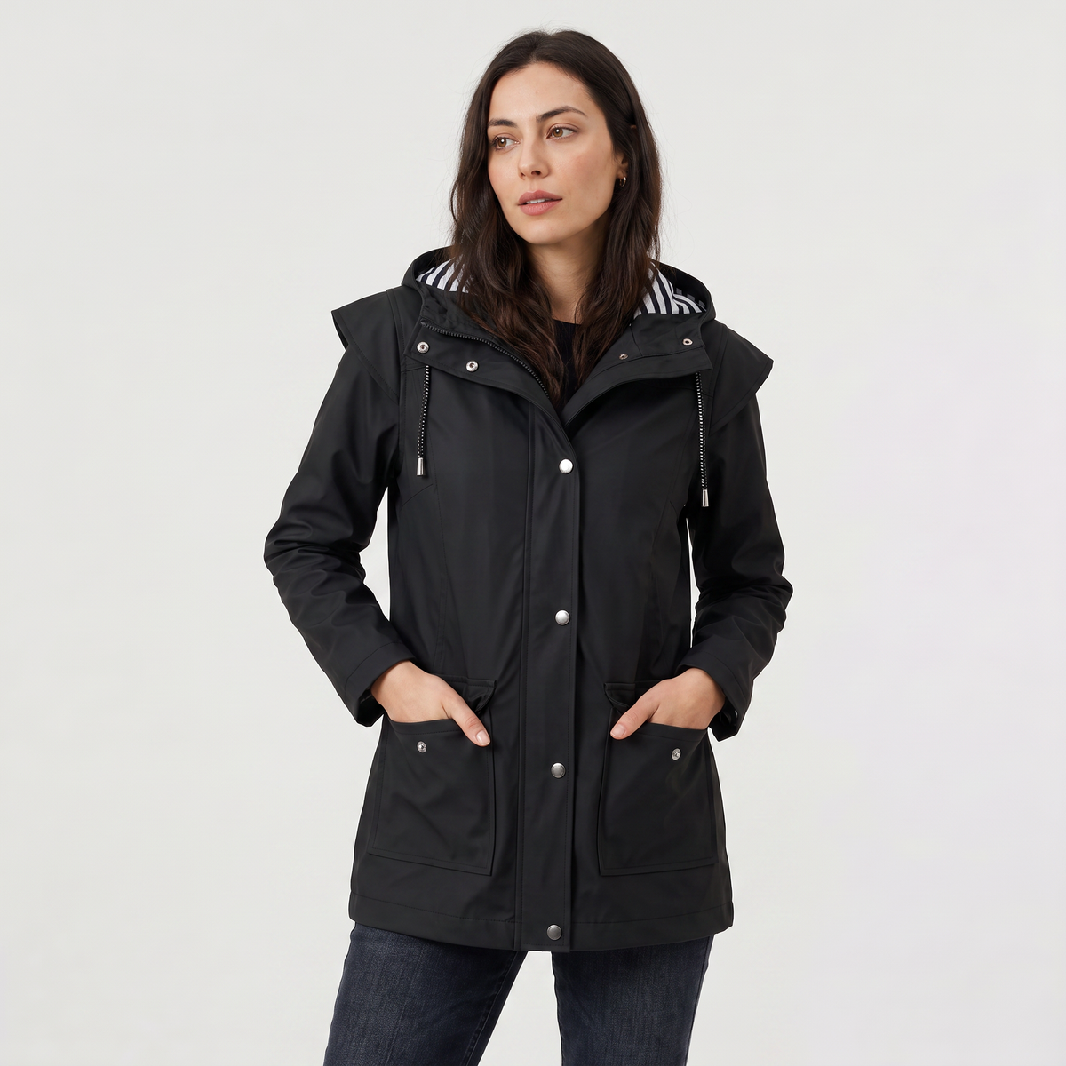 Women's Waterproof Hooded Rain Jacket - Lightweight Wind-Resistant Coat