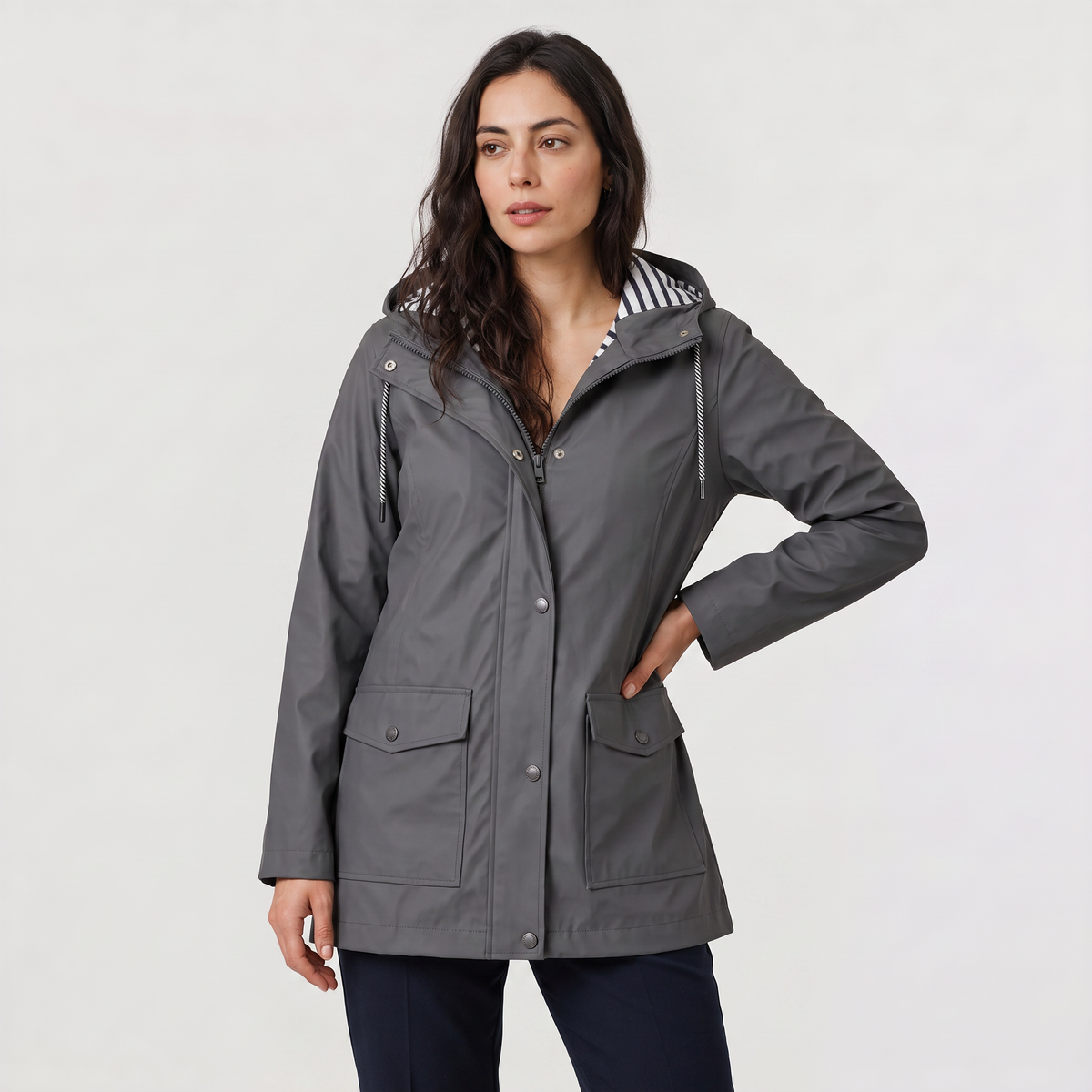 Women's Waterproof Hooded Rain Jacket - Lightweight Wind-Resistant Coat