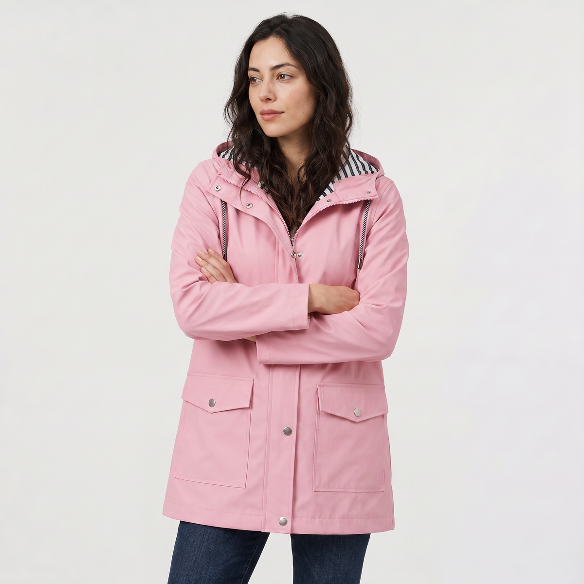 Women's Waterproof Hooded Rain Jacket - Lightweight Wind-Resistant Coat