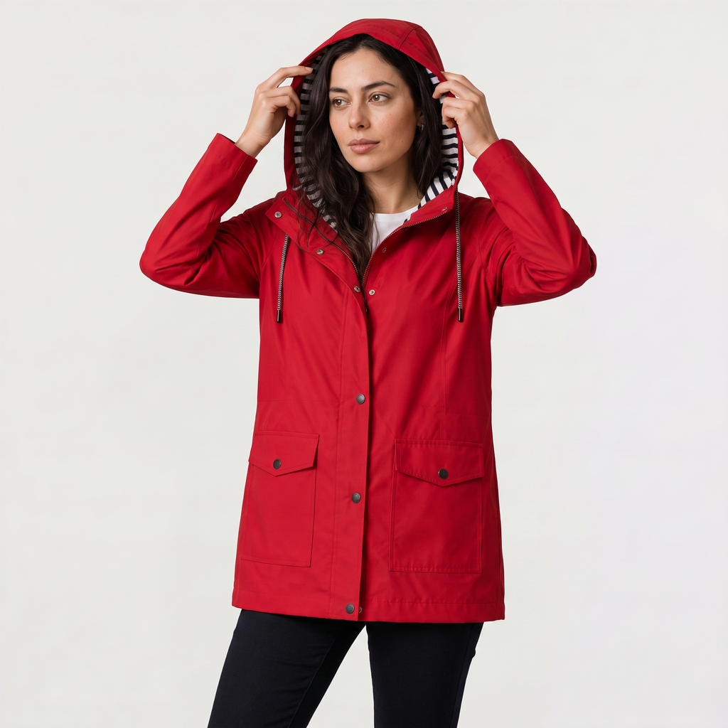 Women's Waterproof Hooded Rain Jacket - Lightweight Wind-Resistant Coat