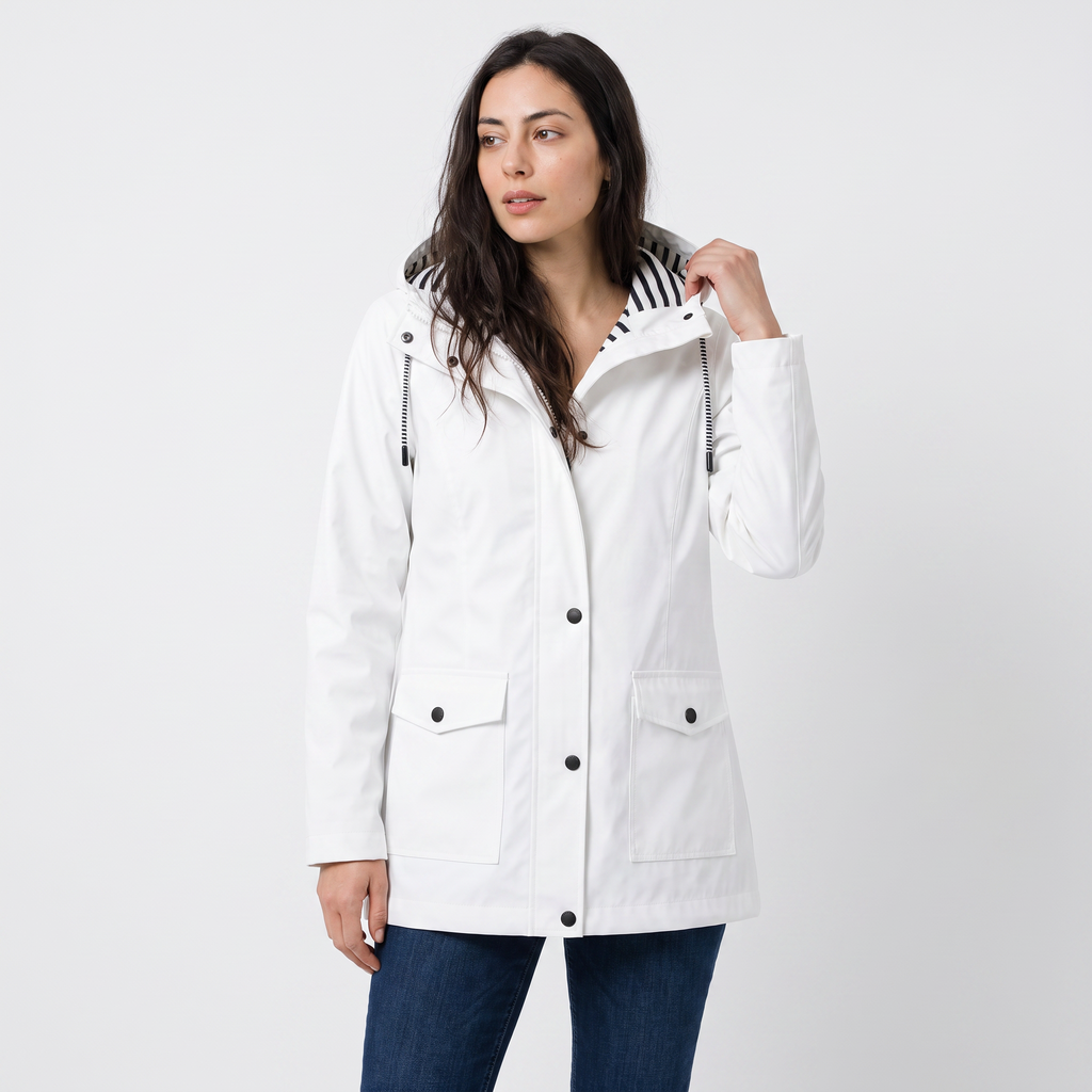 Women's Waterproof Hooded Rain Jacket - Lightweight Wind-Resistant Coat