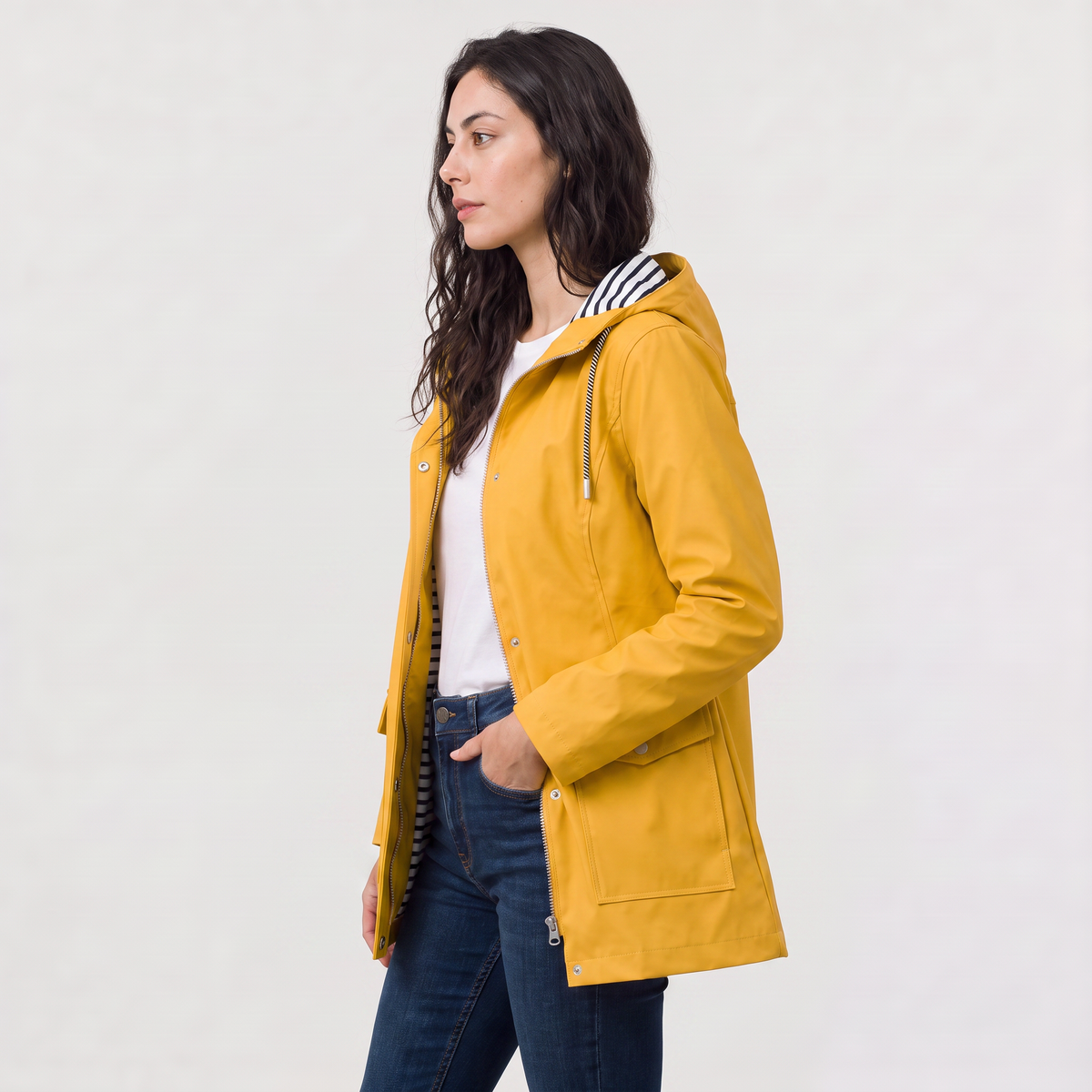 Women's Waterproof Hooded Rain Jacket - Lightweight Wind-Resistant Coat