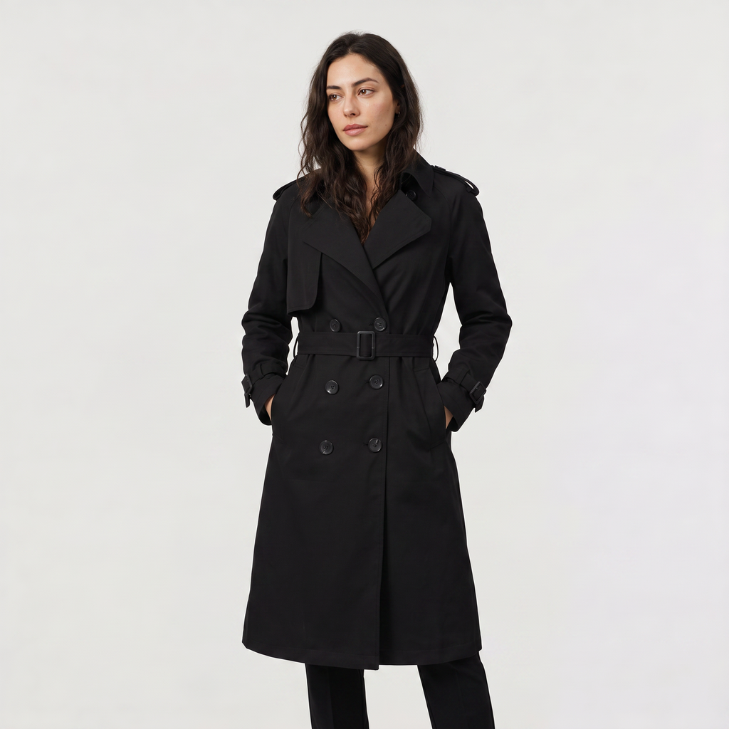 Women's Single-Breasted Belted Trench Coat