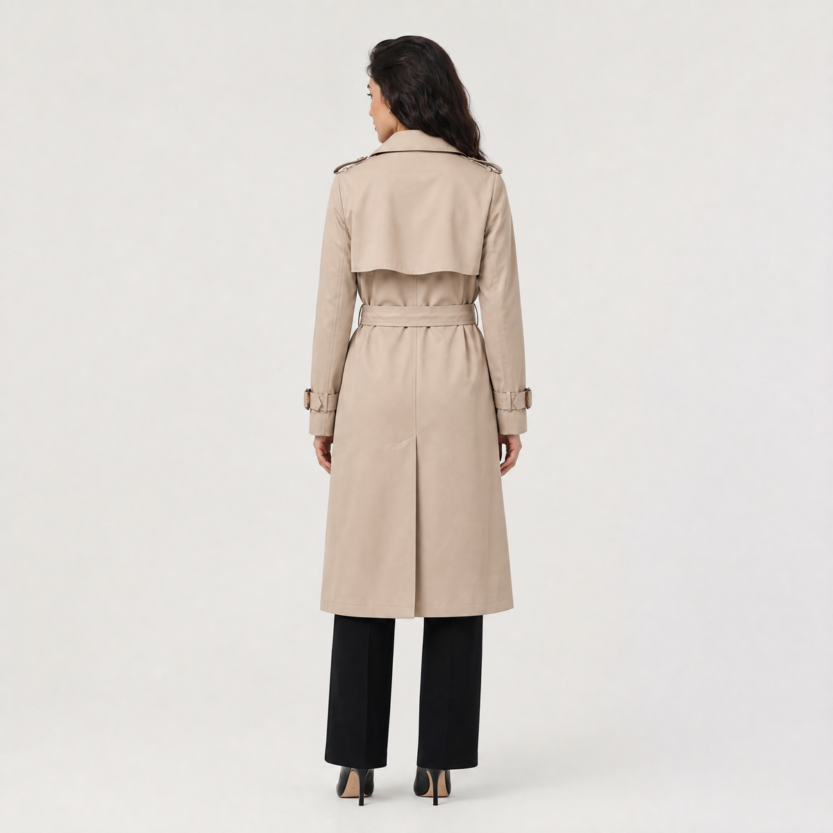 Women's Single-Breasted Belted Trench Coat
