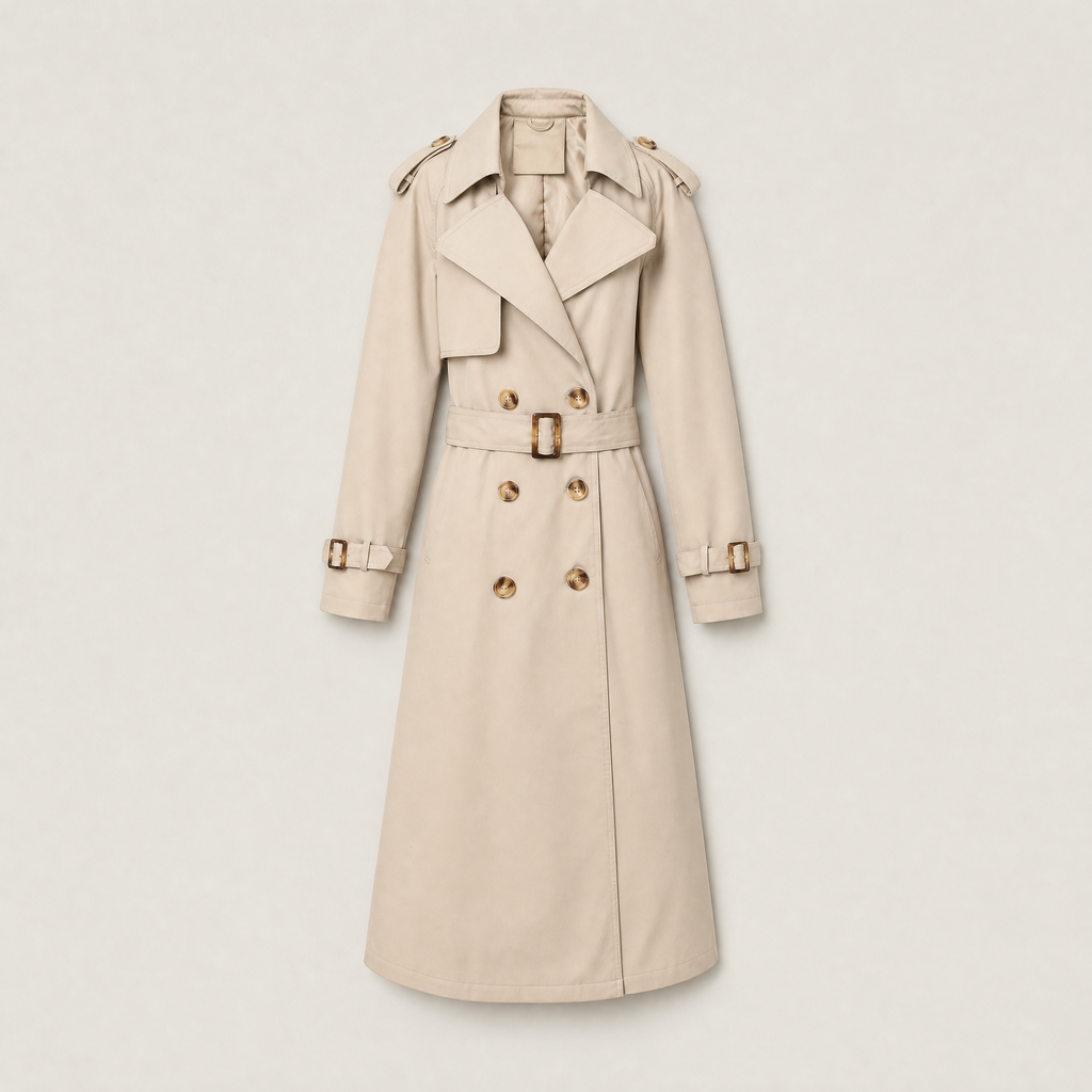 Women's Single-Breasted Belted Trench Coat