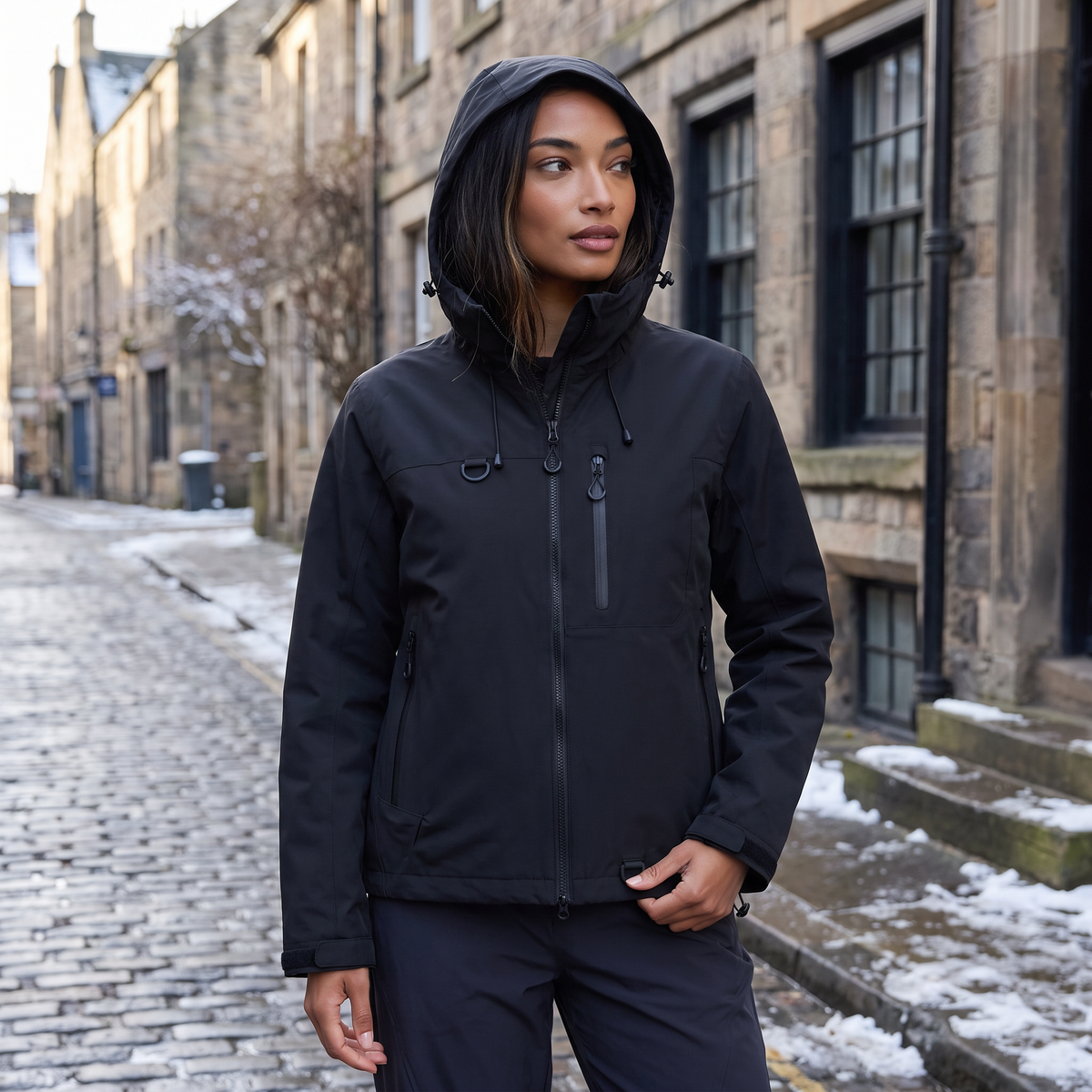 Women's Short Hooded Rain Jacket for Everyday Weather Protection