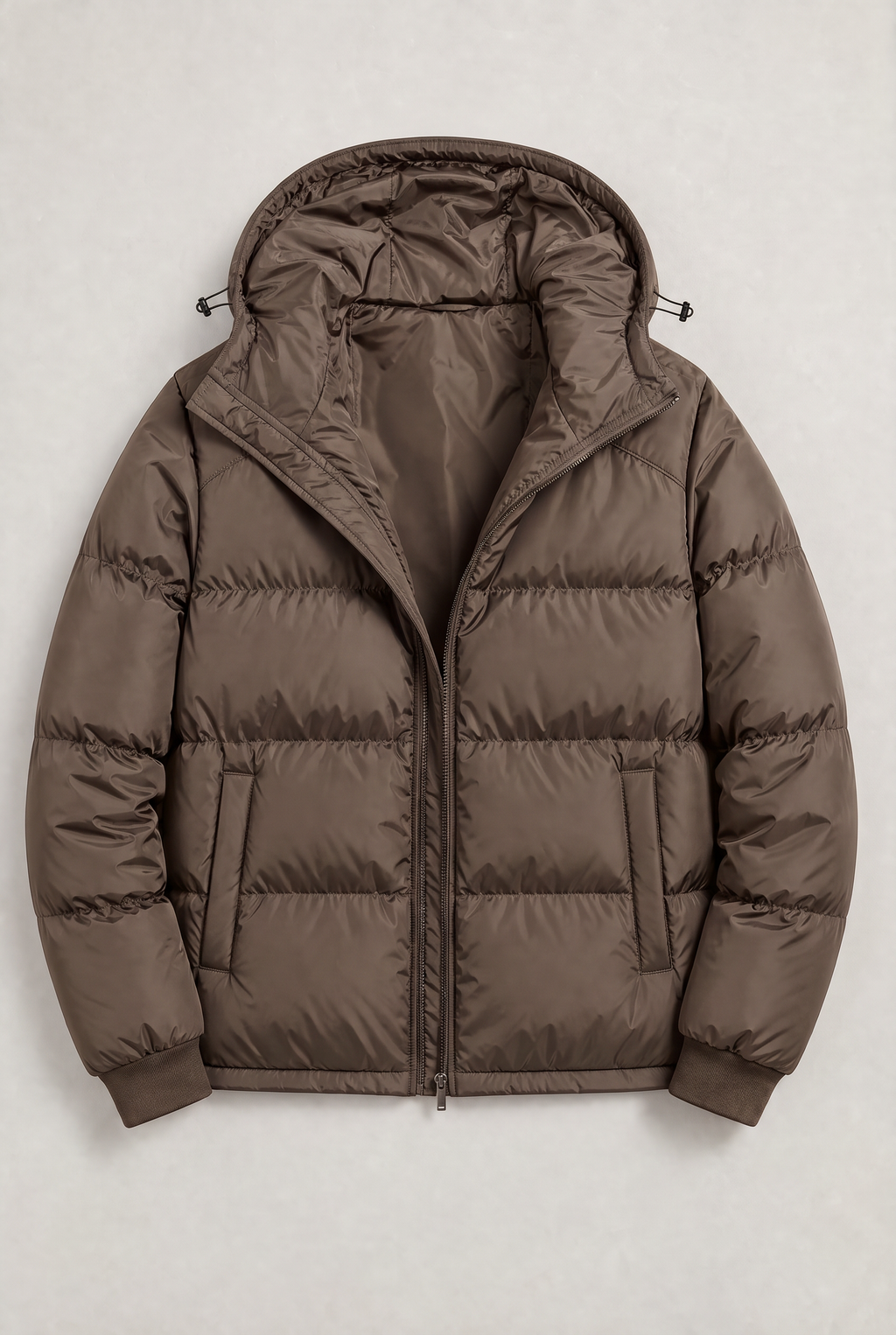 Men’s Hooded Puffer Jacket - Front Zip