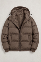 Men’s Hooded Puffer Jacket - Front Zip