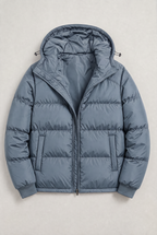 Men’s Hooded Puffer Jacket - Front Zip