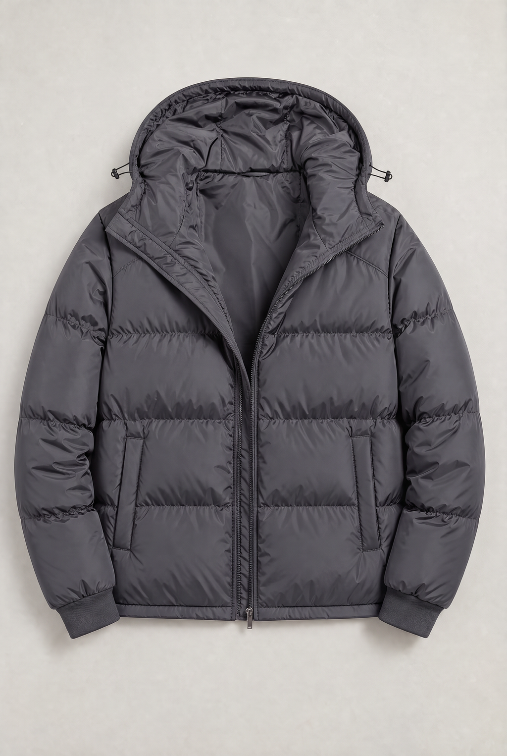 Men’s Hooded Puffer Jacket - Front Zip