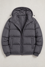 Men’s Hooded Puffer Jacket - Front Zip