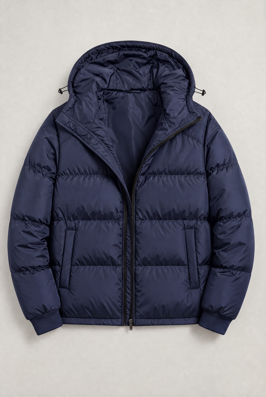 Men’s Hooded Puffer Jacket - Front Zip