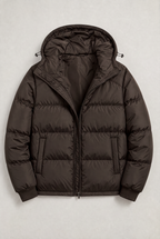 Men’s Hooded Puffer Jacket - Front Zip