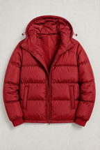 Men’s Hooded Puffer Jacket - Front Zip