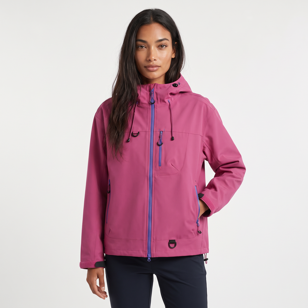 Women's Short Hooded Rain Jacket for Everyday Weather Protection