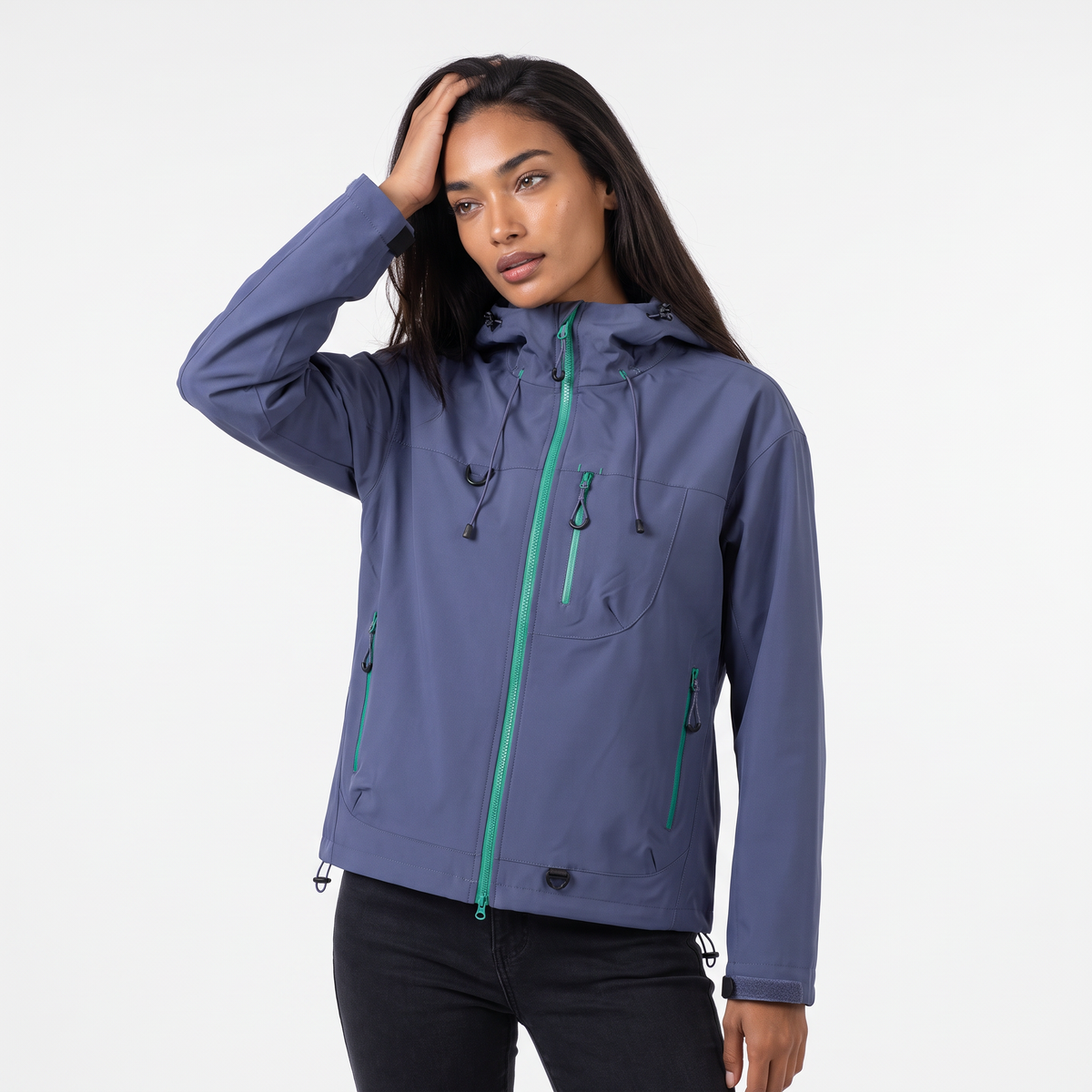Women's Short Hooded Rain Jacket for Everyday Weather Protection