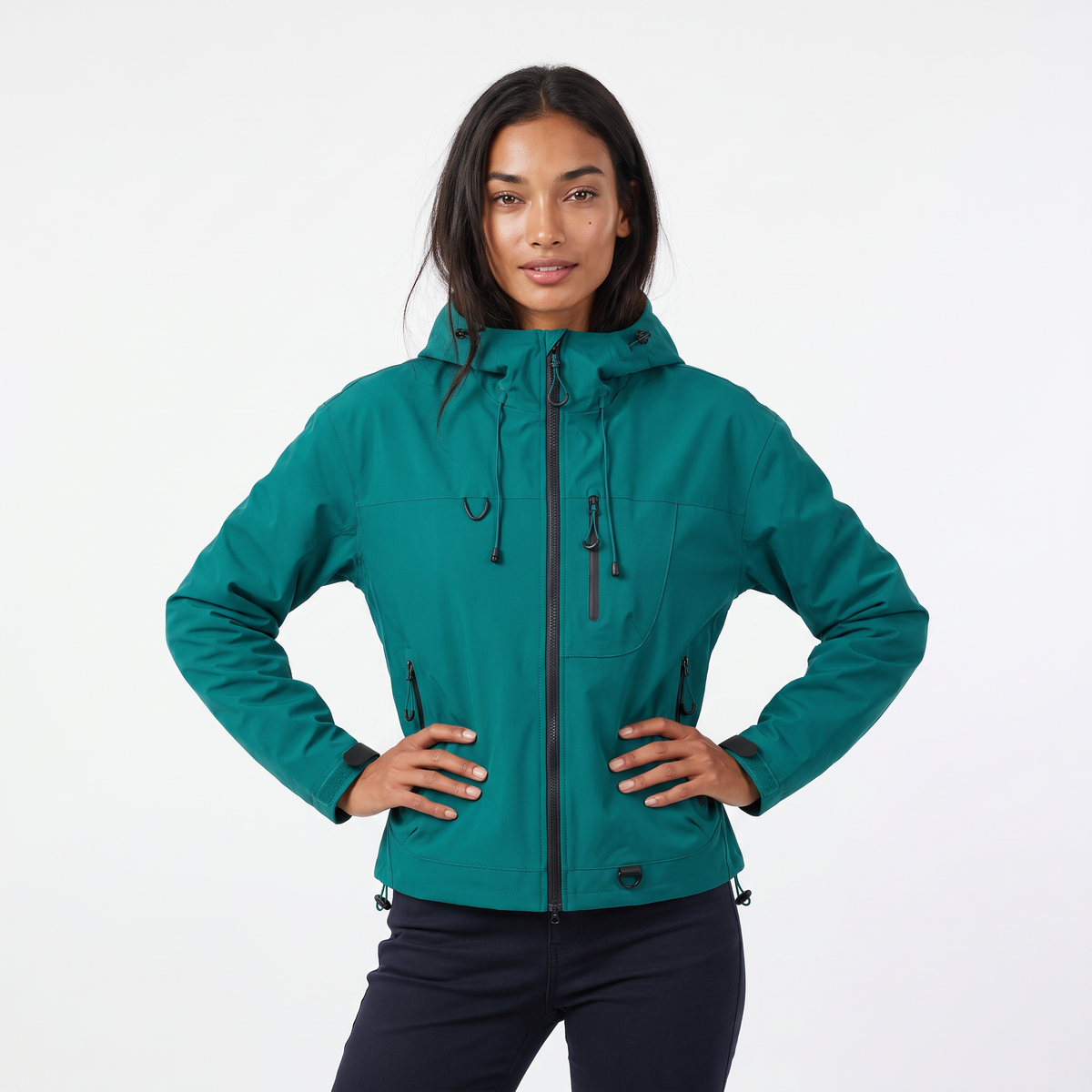 Women's Short Hooded Rain Jacket for Everyday Weather Protection