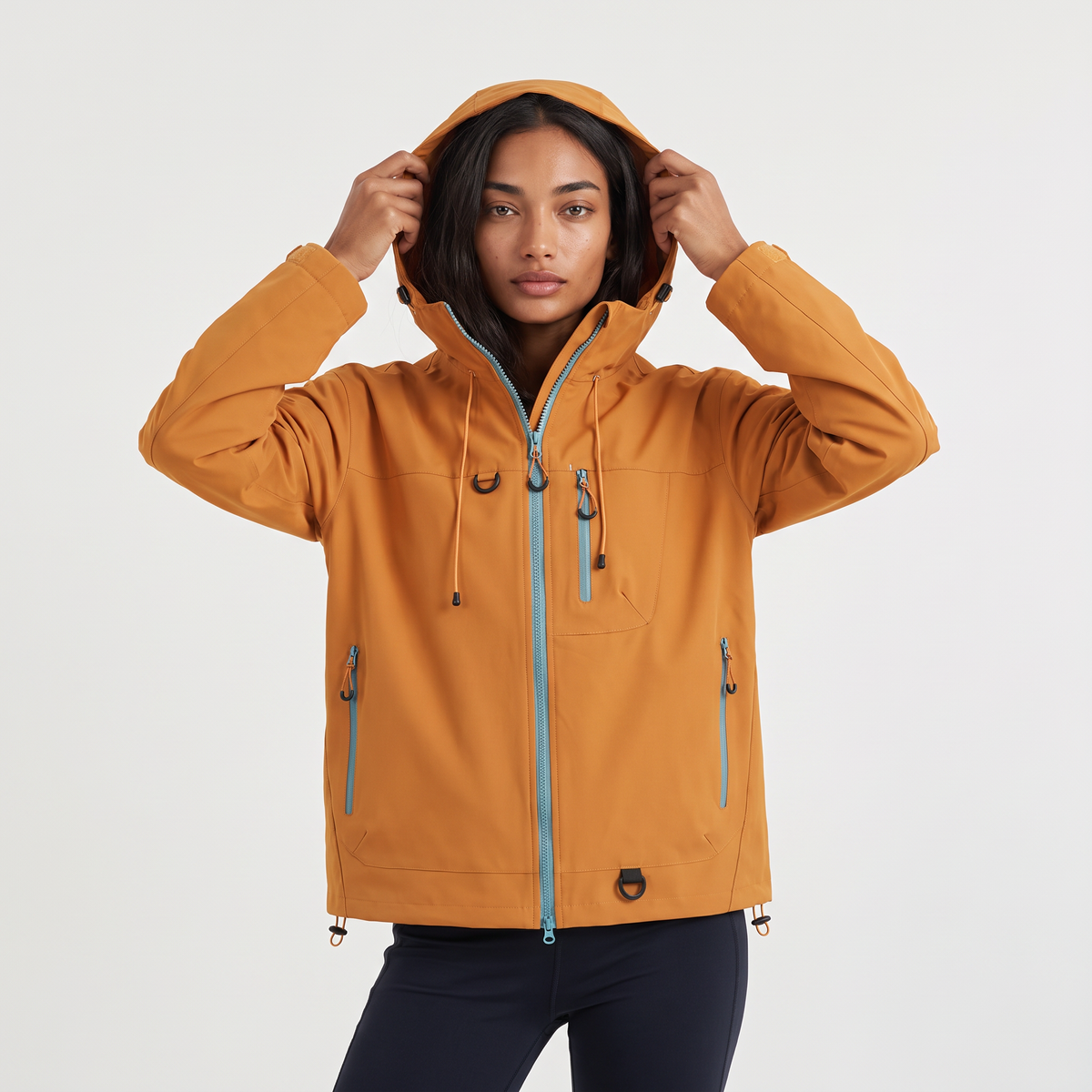 Women's Short Hooded Rain Jacket for Everyday Weather Protection
