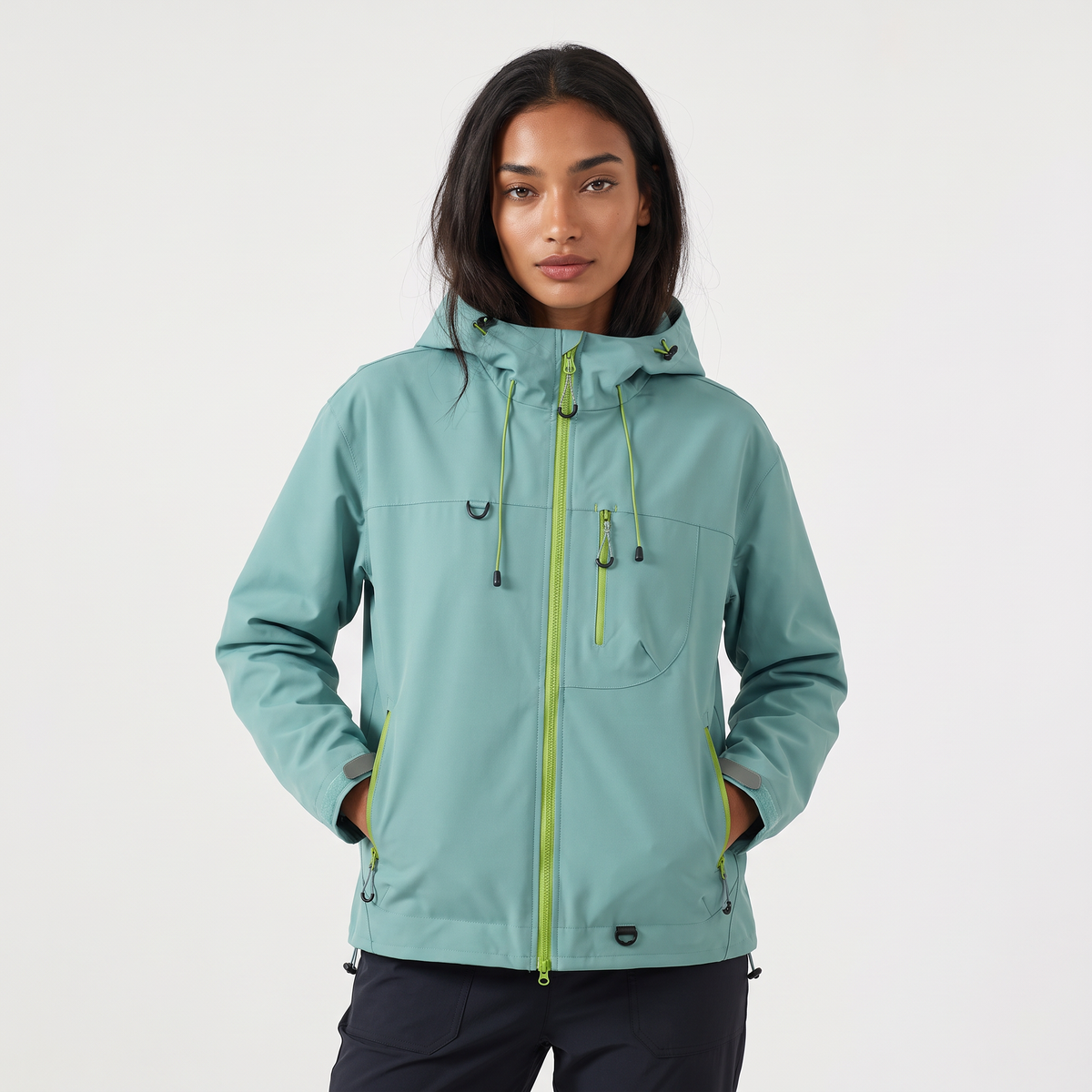 Women's Short Hooded Rain Jacket for Everyday Weather Protection