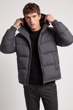 Men’s Hooded Puffer Jacket - Front Zip