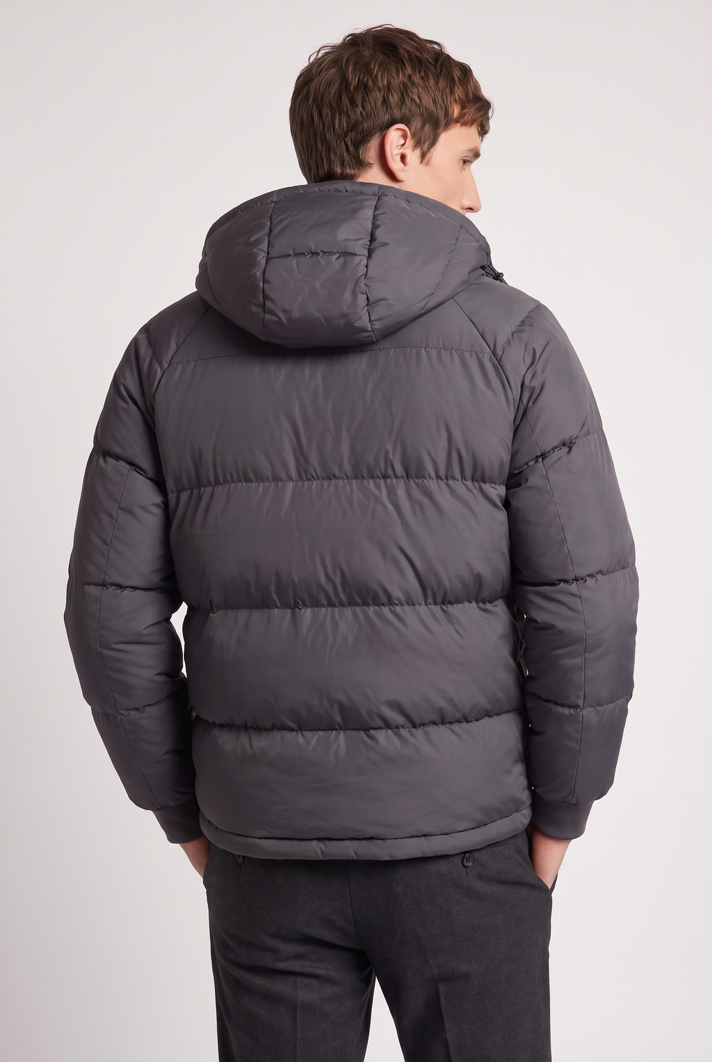 Men’s Hooded Puffer Jacket - Front Zip