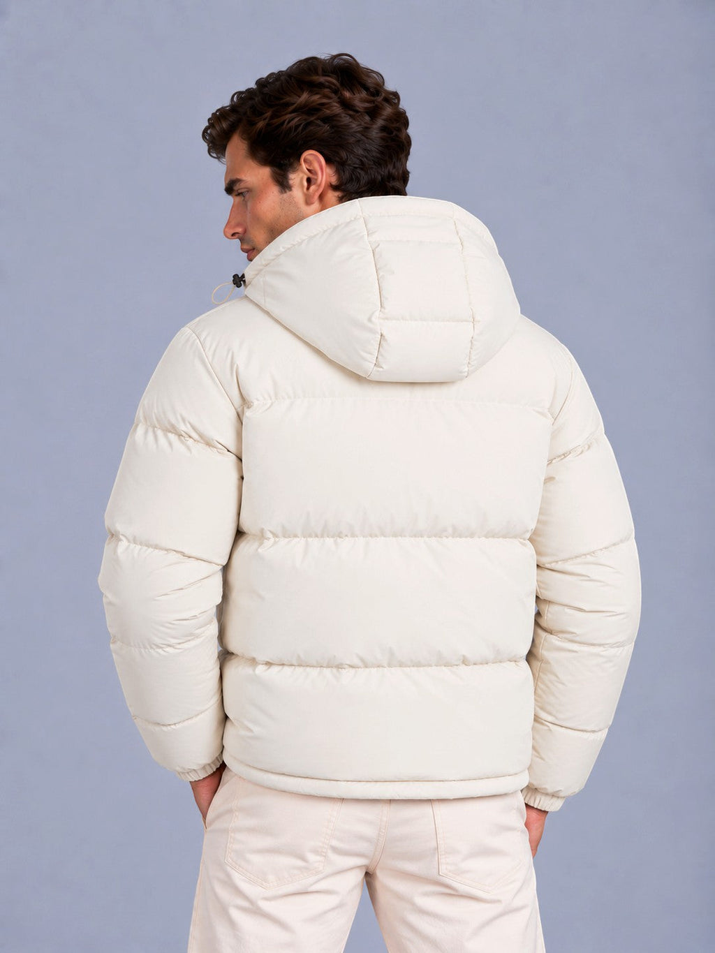 Men’s Winter Hooded Puffer Jacket – Padded Quilted Coat with Storm Flap