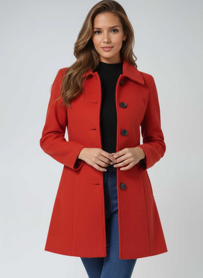 Women's Single Breasted Trench Coat - Tailored A-Line Design