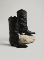 Knee-High Western Cowboy Boots with Decorative Studs for Effortless Styling