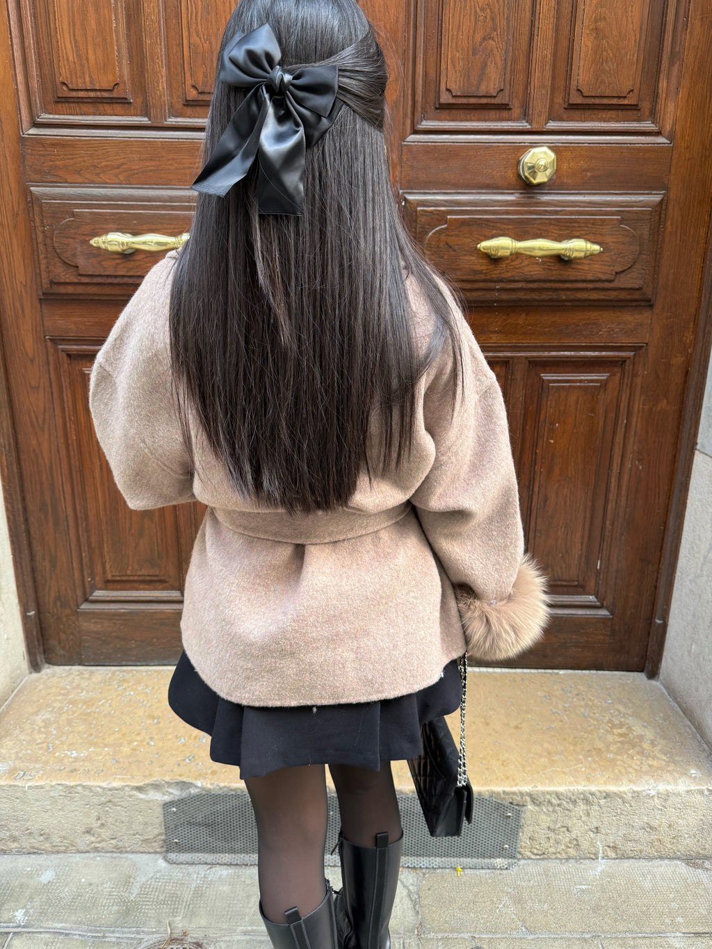 Women's Elegant Wrap Style Faux Fur Cuff Coat