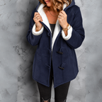 Women's Sherpa Lined Hooded Jacket with Toggle Closure for Warmth