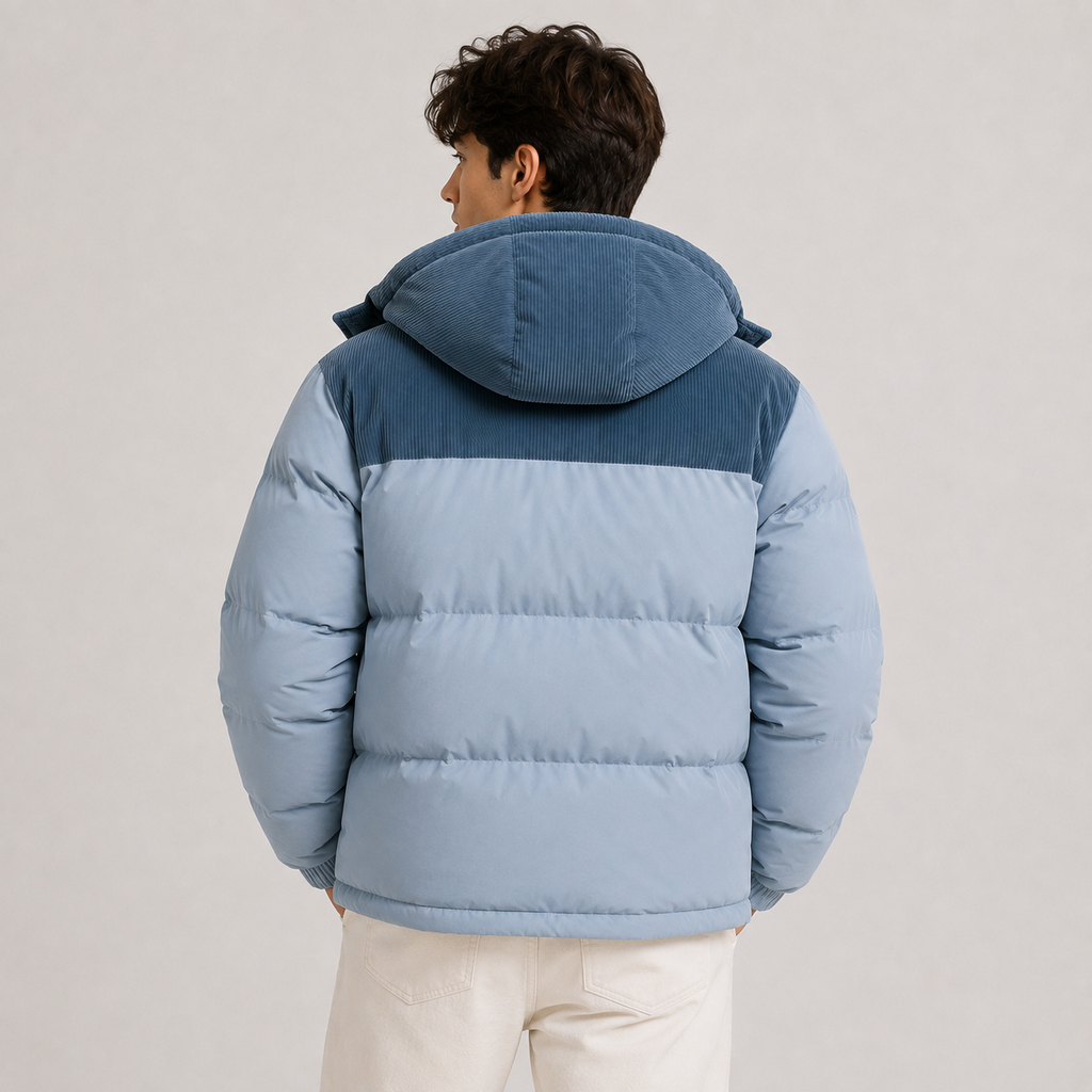 Men's Hooded Winter Puffer Jacket - Thickened, Windproof Warmth