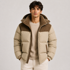 Men's Hooded Winter Puffer Jacket - Thickened, Windproof Warmth