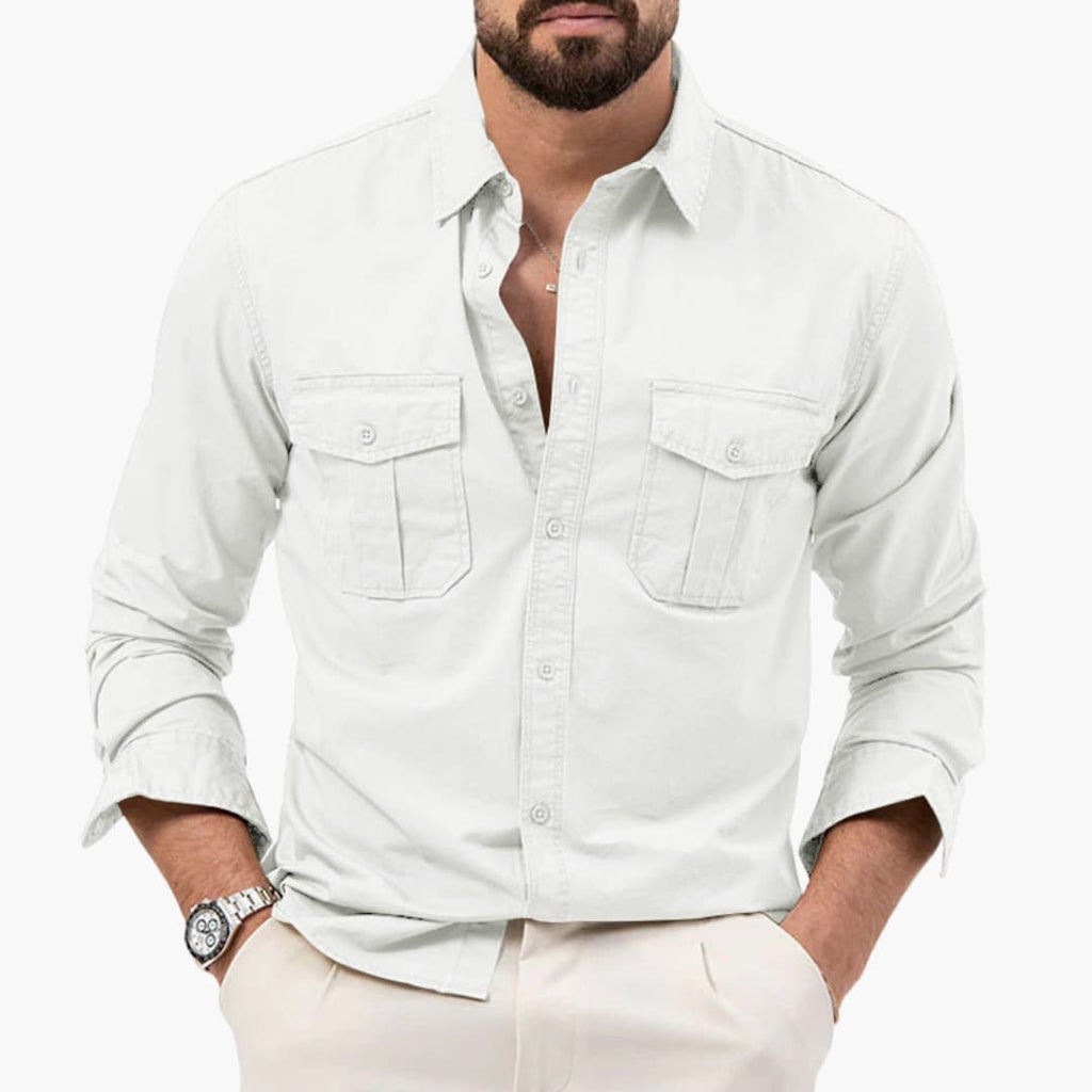 Men’s Long Sleeve Button-Down Shirt with Two Chest Pockets
