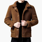 Men's Short Jacket with Lapel Collar and Front Pockets