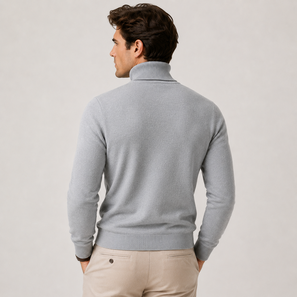 Men's Knit Turtleneck Sweater - Warm Pullover for Casual Winter Style