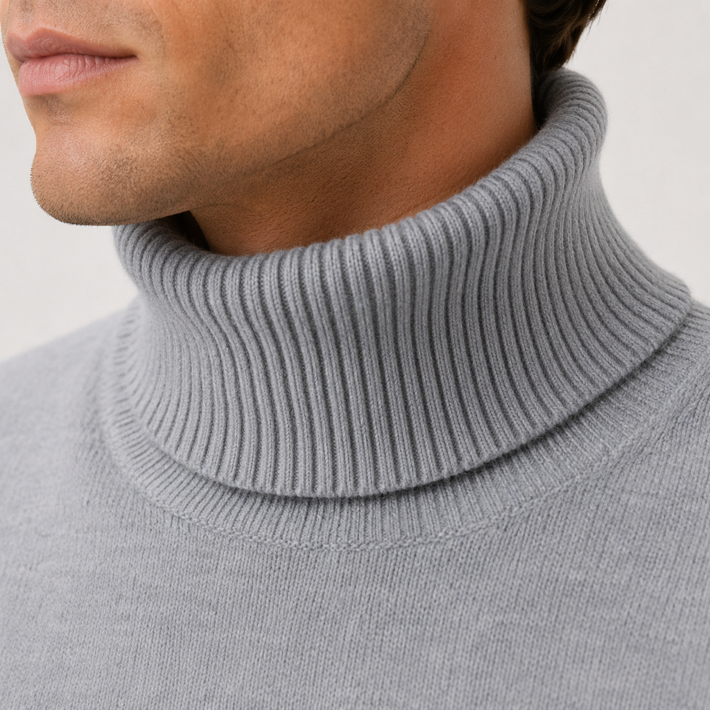 Men's Knit Turtleneck Sweater - Warm Pullover for Casual Winter Style