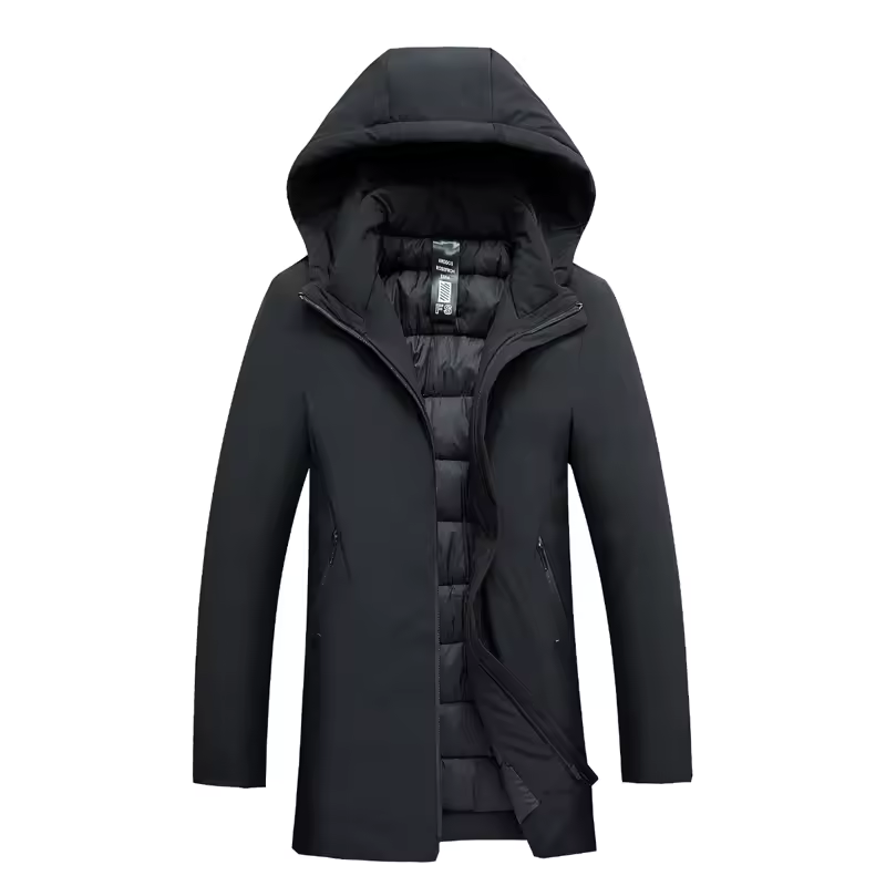 Men's Water- and Wind-Resistant Puffer Jacket with Detachable Hood