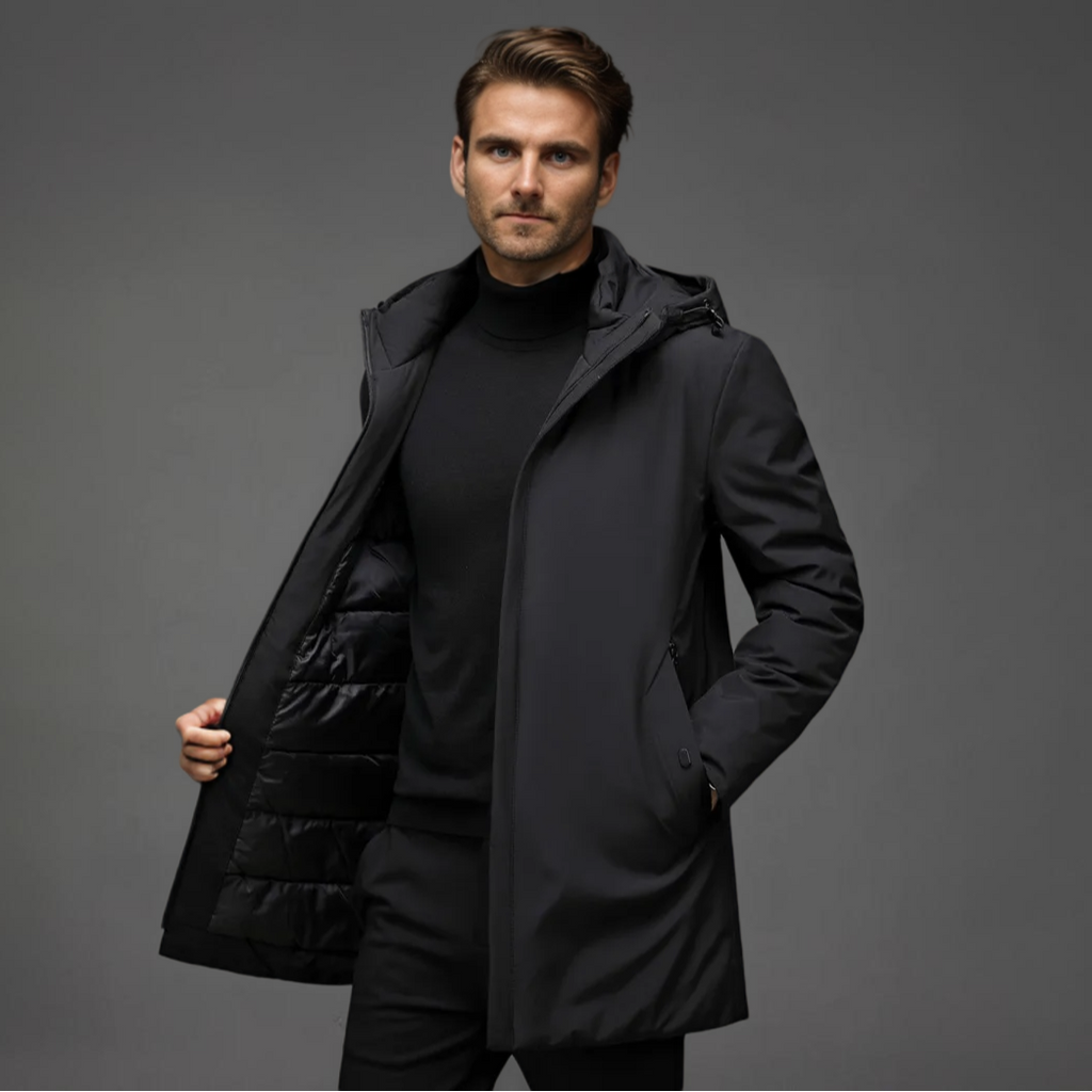 Men's Water- and Wind-Resistant Puffer Jacket with Detachable Hood